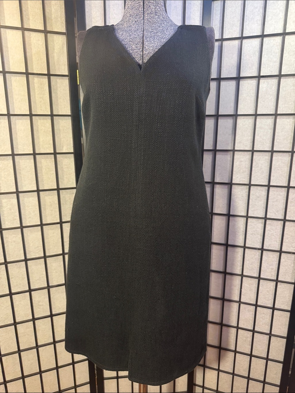 Talbots Black Sleeveless V-Neck Midi Dress